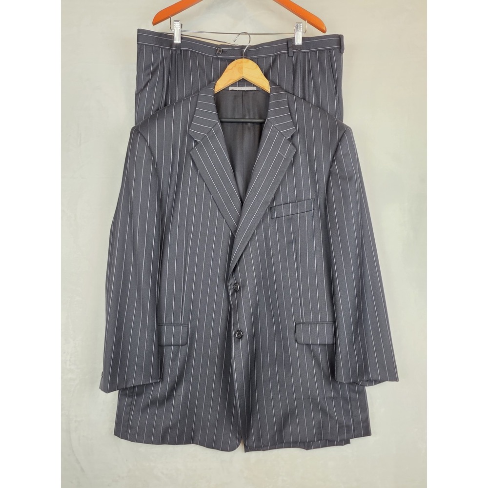Hickey Freeman 2Pc Pinstripe Suit Mens 48S Bespoke Wool Black Nordstrom